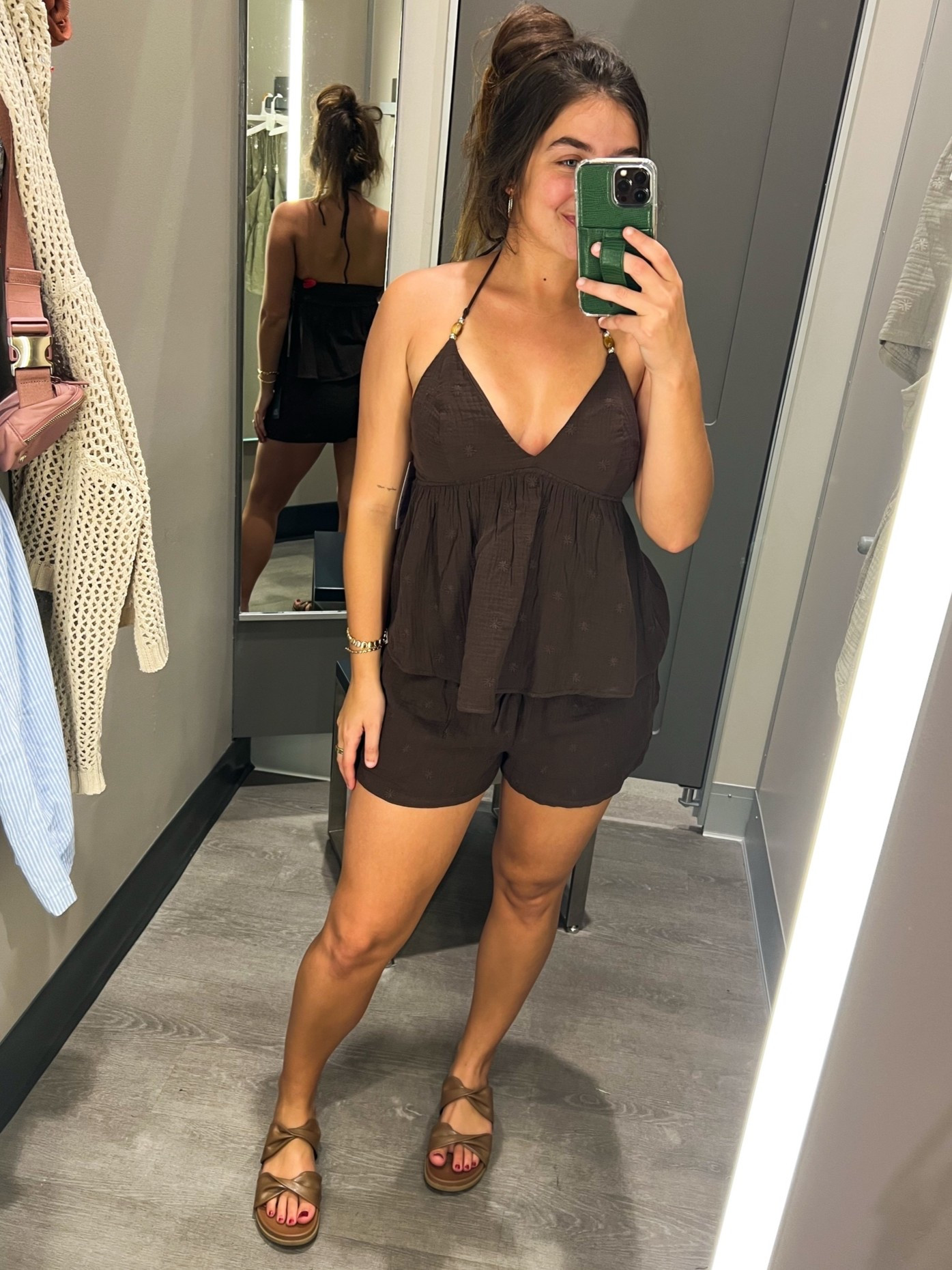 Obsesseddd with the brown in this beachy-vibe set at Target 🌴 The fabric is sooo soft (cotton!) and very comfy. I also LOVE the beaded strap detail! 

I’m 5’4 and wearing S top & S bottom in brown set. 🤎

Available in brown, green, and *newly added* cream!!! Set pieces sold separately. 
@Target #targetfinds #targettryon #targetsummer #summerset #beach #beachoutfit #summeroutfit #vacationoutfit #haltertop #cottonset 

#LTKdayinmylife #LTKootd #LTKTravel

#LTKootd #LTKTravel