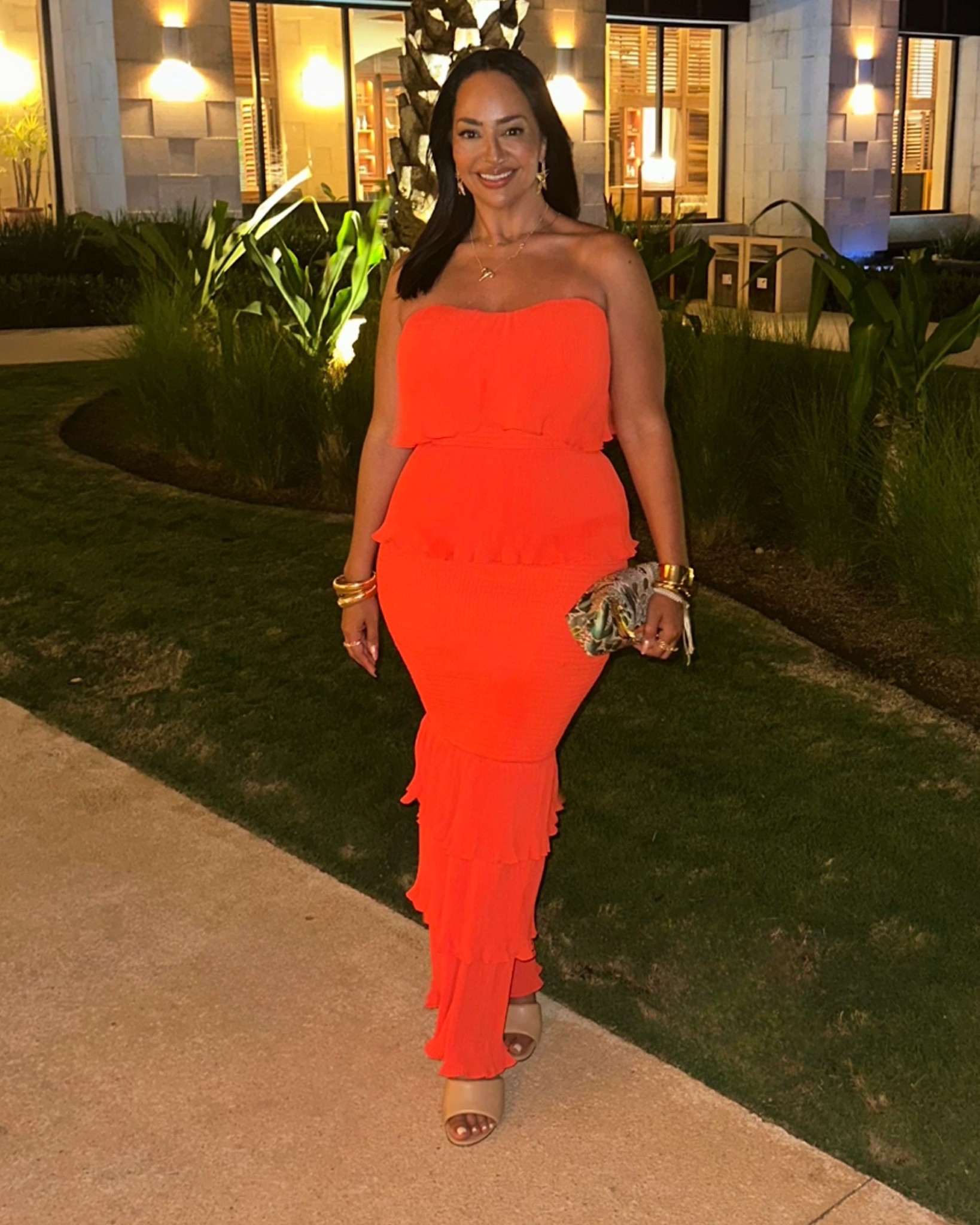 Mamacita 🍊🌴🧡 This dress is everything for a tropical vacation. Currently sold out in orange but it also comes in red and cream. 🫶🏽

Sizing ⬇️

5’3 • 155 lbs
Size 8 / Medium
Bust: 34DDD
Waist: 28”
Hips: 43”
Wearing Size Medium 

over 40, millennial, petite, petite curvy, curvy, size 8, midsize, resort wear, vacation outfit, ruffle dress, maxi dress, strapless dress, vacation dress 

#LTKTravel #LTKStyleTip #LTKOver40