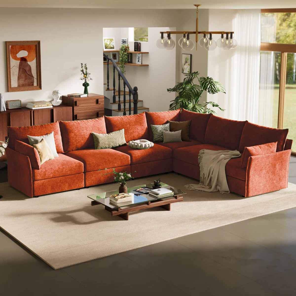 Merchelle Modular L-Shaped Sectional Sofa, 5-Seat, Reversible Configuration, Chenille Upholstery ... | Wayfair North America