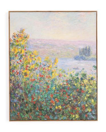 24x30 Claude Monet Flower Bed At Vetheuil Floater Framed Wall Art | TJ Maxx