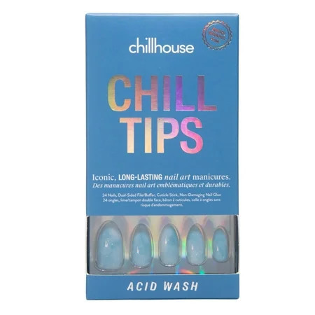 Chillhouse Chill Tips - Signatures Press On Nails Acid Wash Almond Medium Blue 30 Fake Nails | Walmart (US)