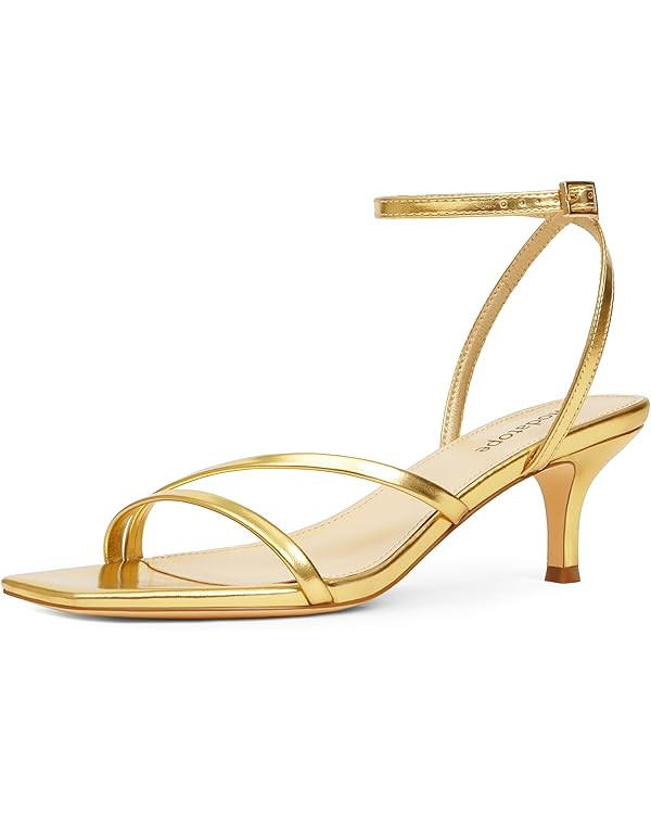 Modatope Womens Sandals Square Open Toe Kitten Heels Strappy Ankle Strap Sandals Comfort Dress Pa... | Amazon (US)