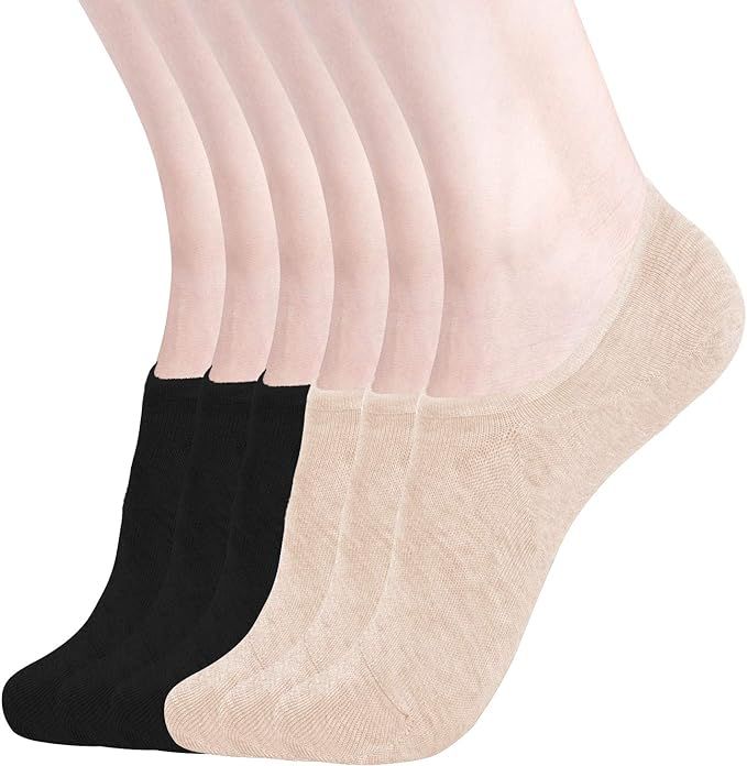 Womens No Show Socks Non Slip Flat Boat Line Low Cut Socks ( 3-6 Packs ) | Amazon (US)