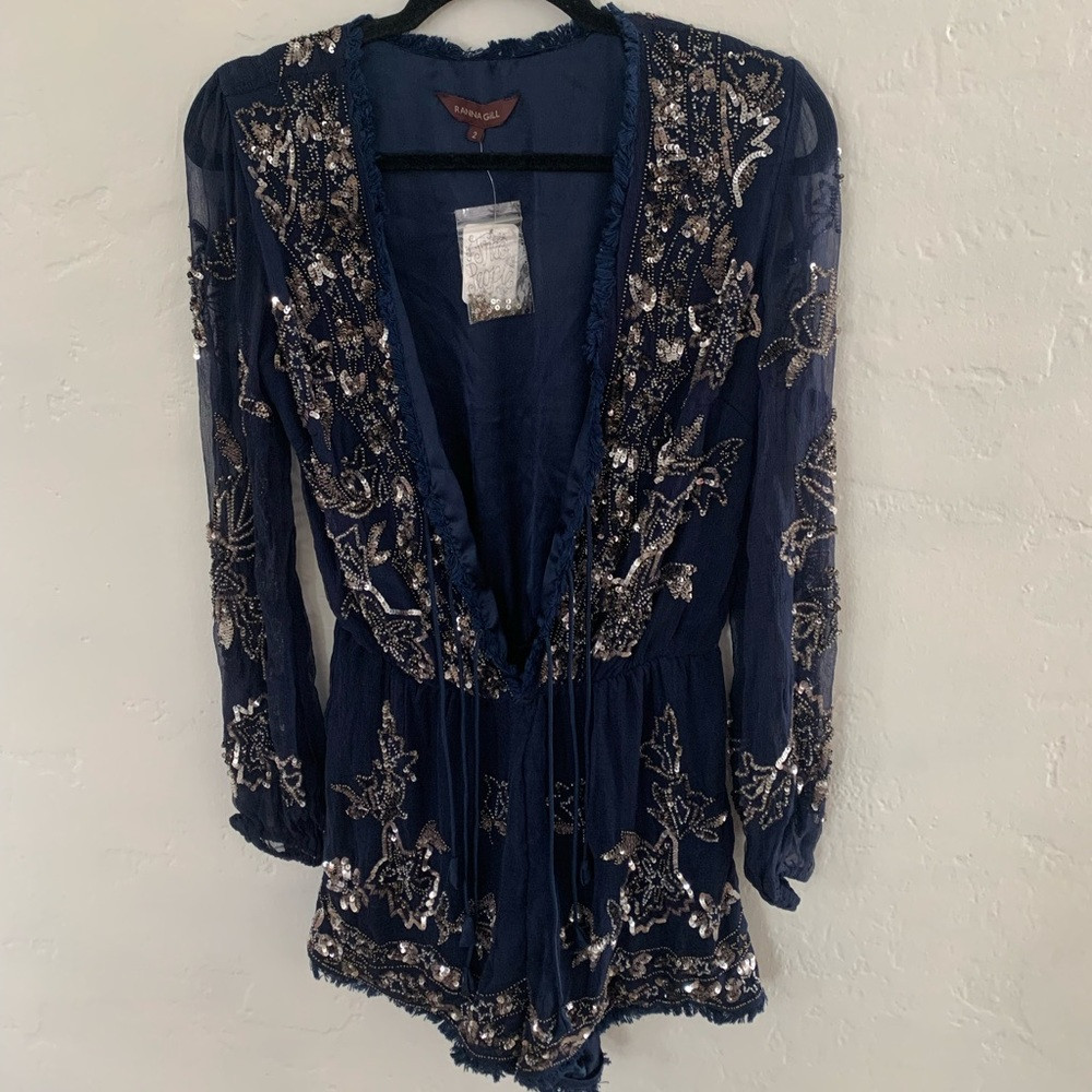 BRAND NEW W/ TAGS - Free People / Ranna Gill - Beaded/Embezzled Romper | Poshmark