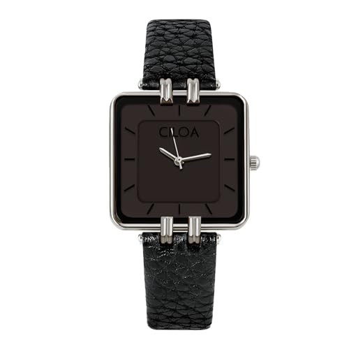 CILOA Women's Leather Strap Watch Dainty Elegant Watches for Women Classic Casual Fashion Square Ladies Watch Gifts Present for Her.(Silver) | Amazon (US)