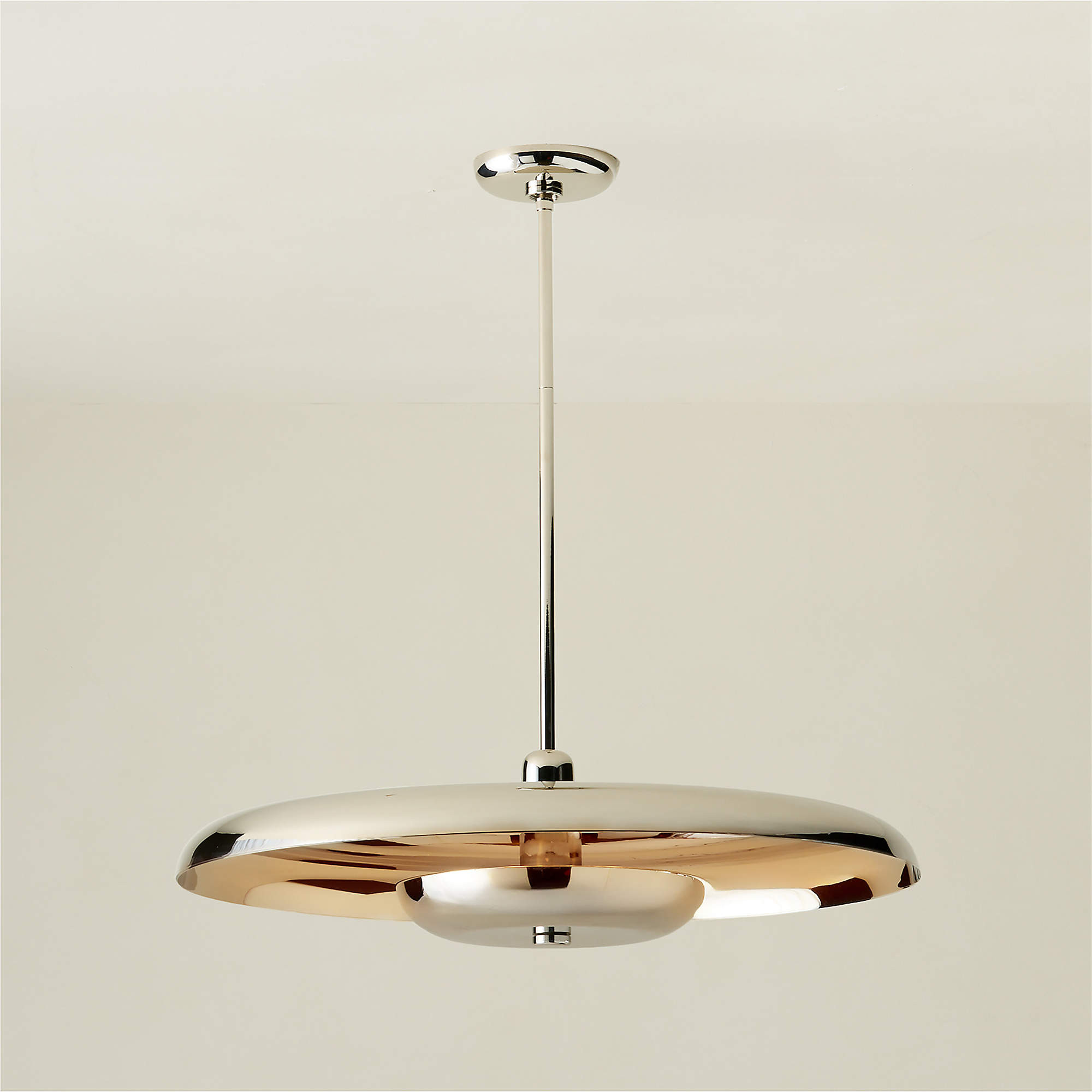 Tennant Polished Nickel Pendant Light 24" + Reviews | CB2 | CB2