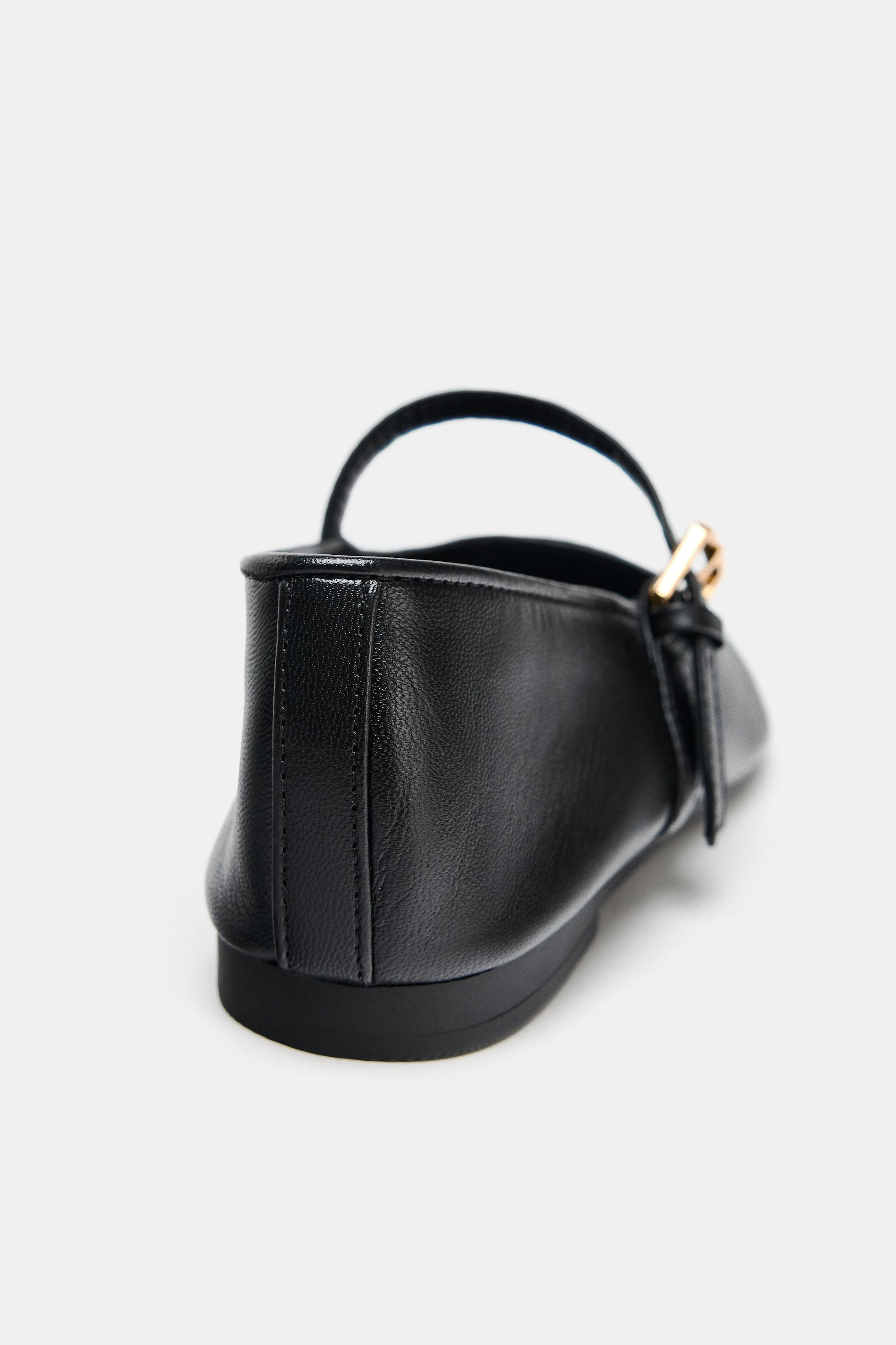 FLAT LEATHER BALLET FLATS | Zara UK
