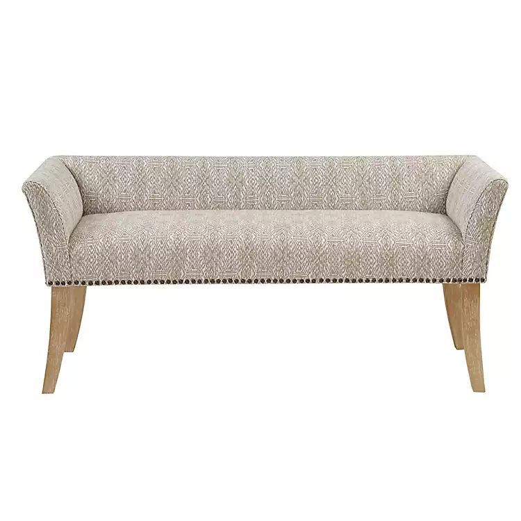 Ivory Patterned Short Wingback Upholstered Bench | Kirkland's Home