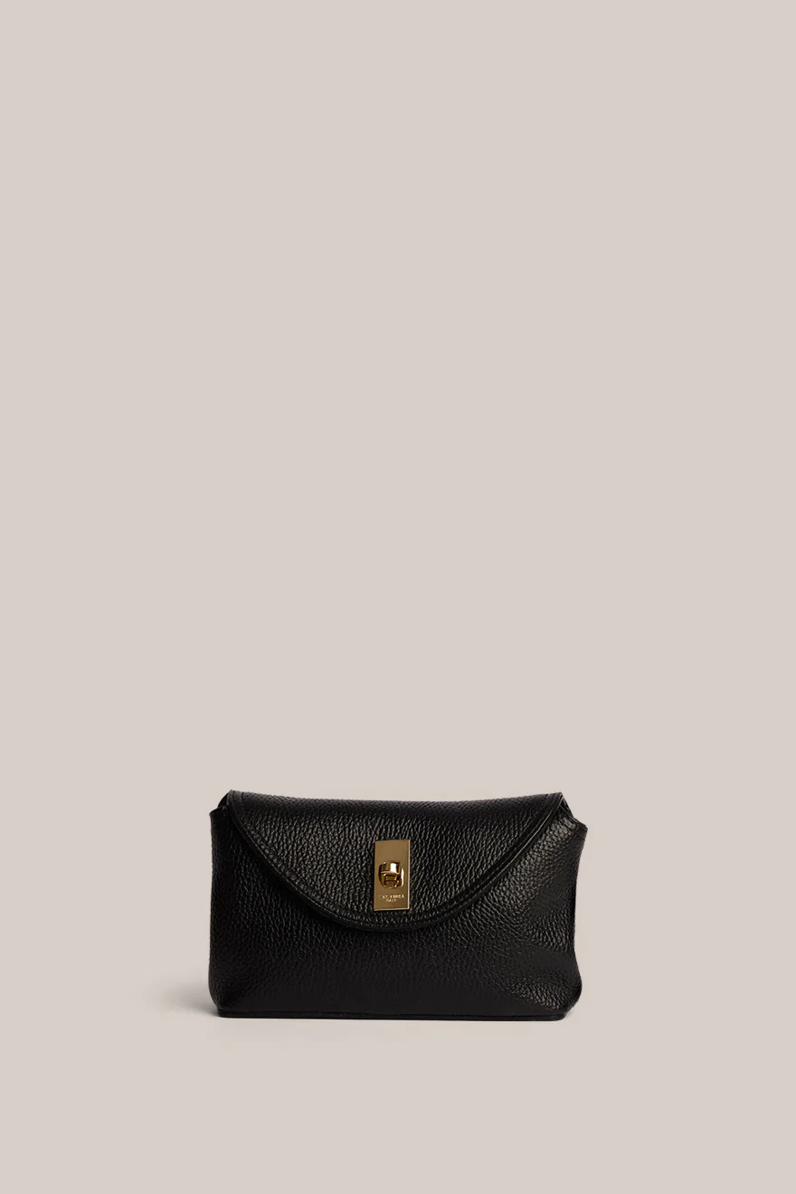 Sloane Mini Black Leather Crossbody Clutch | VESTIRSI