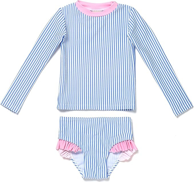 Coast & Crest Long Sleeve Rash Guard 2 Piece Swimsuit Set | Amazon (US)