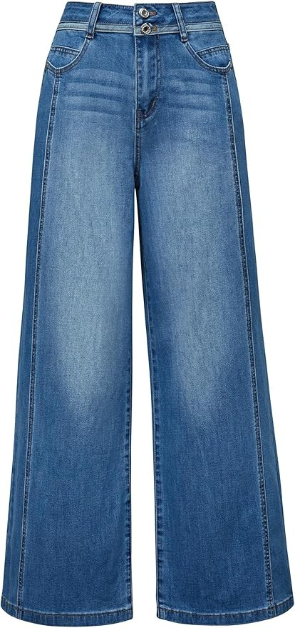Arach&Cloz Wide Leg Jeans Woman Fashion Stretchy High Waisted Pants Loose Denim Straight Casual T... | Amazon (US)