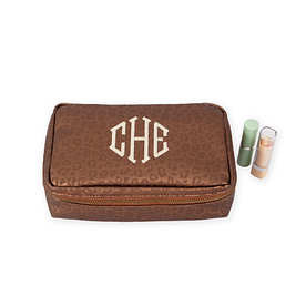 Monogrammed Metallic Leopard Make Up Bag | Marleylilly