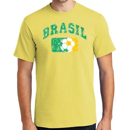 Men s Brasil Brazil Futbol Soccer T-shirt 2XL Yellow - TALL | Walmart (US)