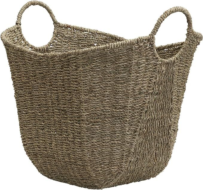 Household Essentials Natural Brown Wicker Storage Basket with Handles Large Seagrass | Amazon (US)