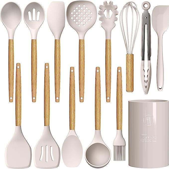 Silicone Cooking Utensils Set - 446°F Heat Resistant Silicone Kitchen Utensils for Cooking,Kitch... | Amazon (US)