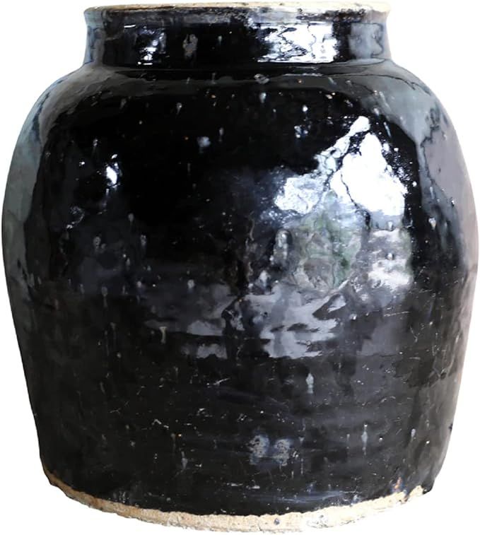 Artissance Large Vintage Oil Pot with Black Glaze, 11 Inch Tall (Size & Finish Vary) | Amazon (US)