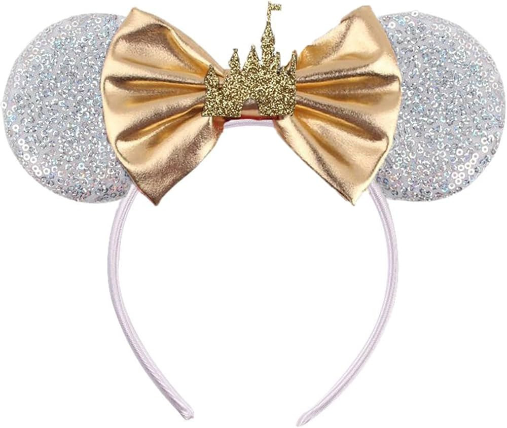 MADO Sparkly Mouse Ears Headband for Women, Girls, and Kids - Silver and Gold Park Ears Headbands | Amazon (US)