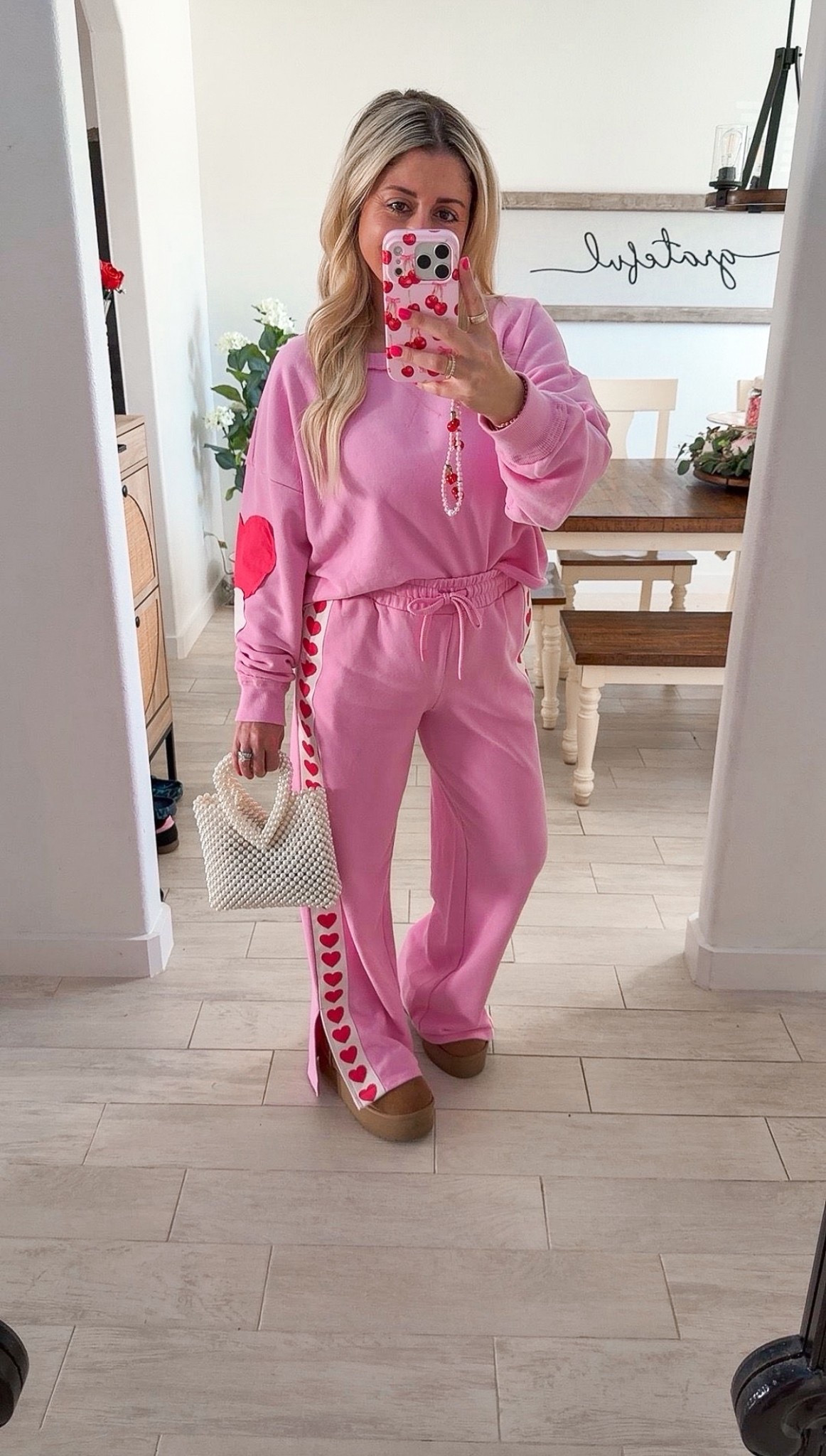 Comfy cute Valentine’s Day outfit 
M heart sweater 
Small pants 
Platform Ugg boots tts

#LTKFindsUnder100 #LTKootd #LTKFindsUnder50