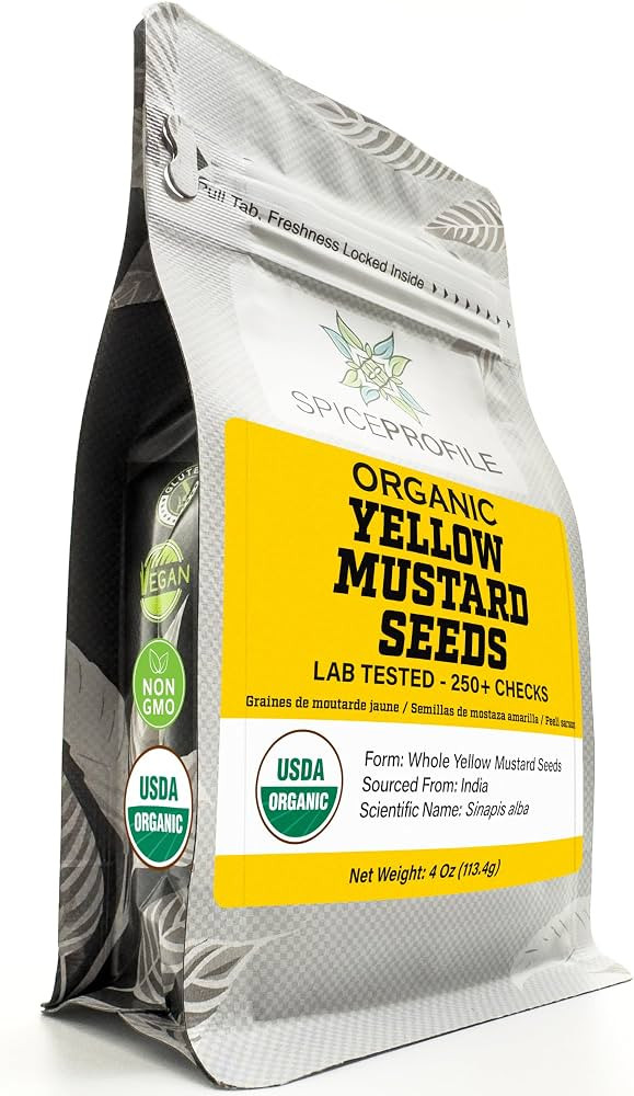 Spice Profile Organic Yellow Mustard Seeds | 4 oz | Lab Tested | Amazon (US)