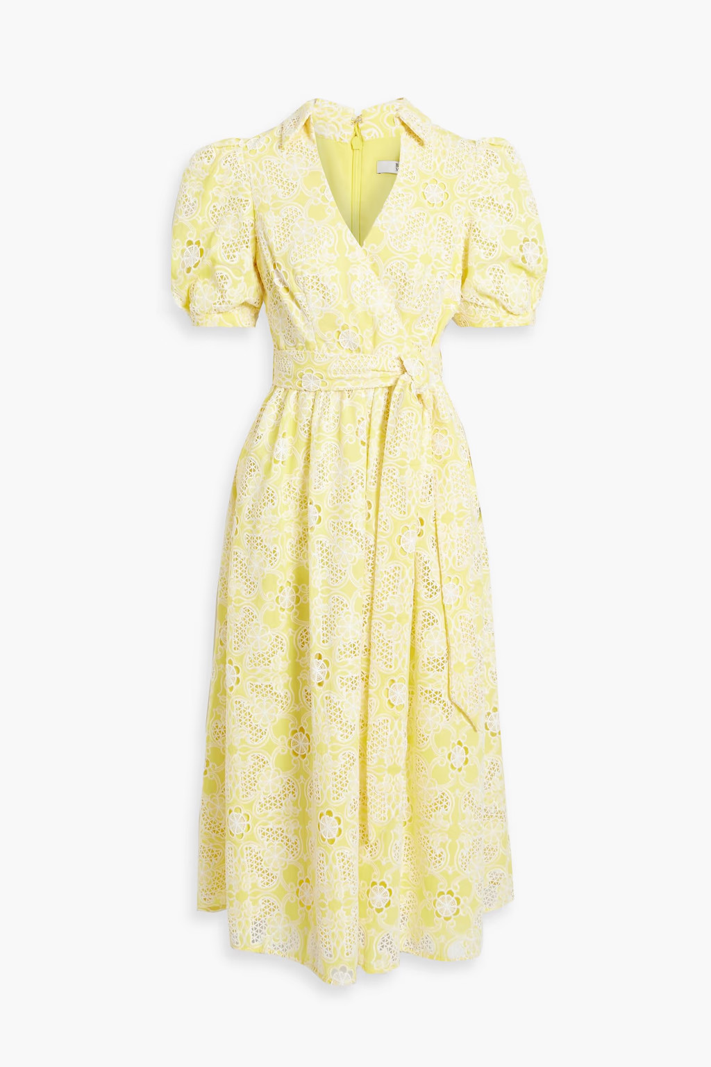 Wrap-effect broderie anglaise midi dress | The Outnet (US and CA)