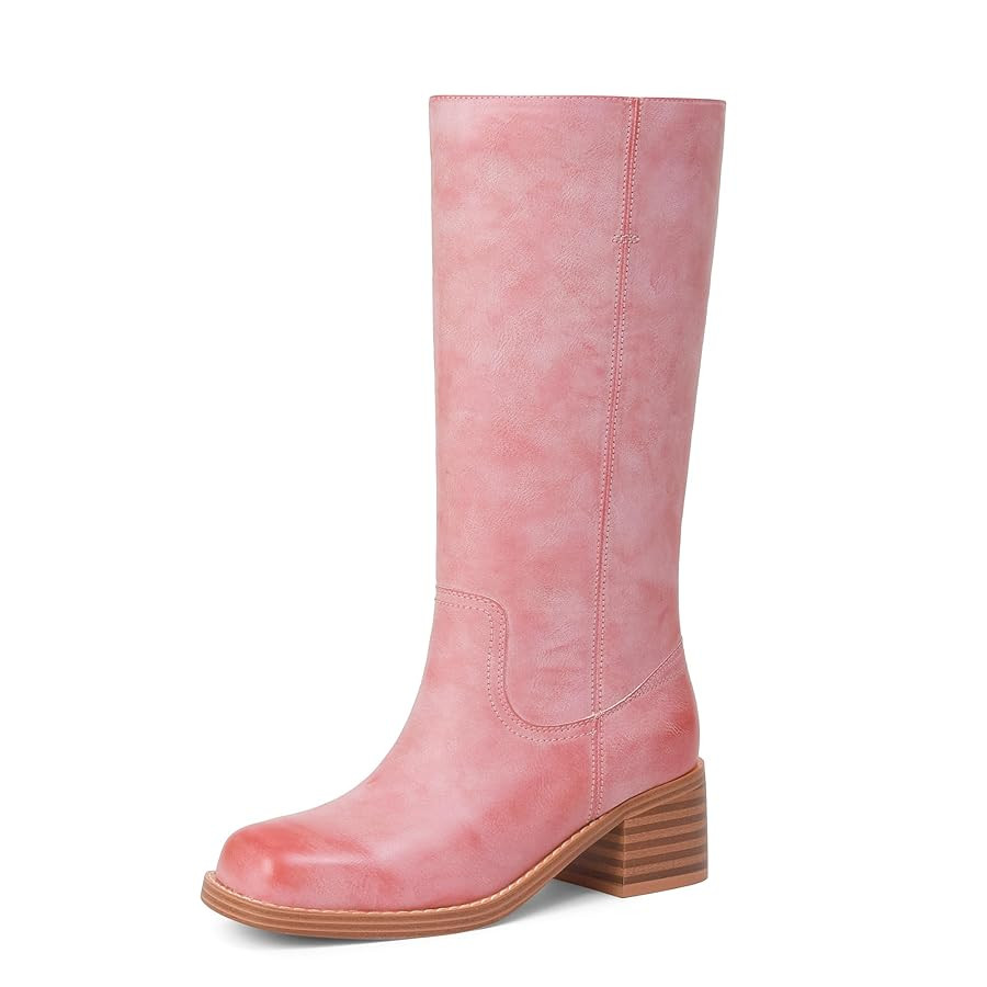Mid Calf Boots for Women Chunky Block Heel Women’s Tall Boots Square Toe Comfortable Casual Boo... | Amazon (US)