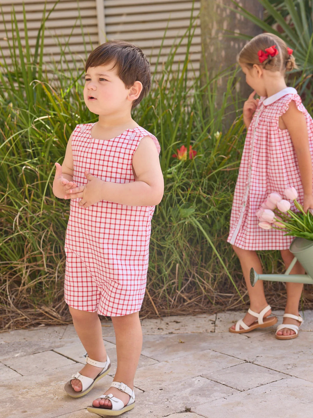 Red Windowpane Vintage John John for Boys | Little English | Little English