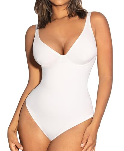 FeelinGirl Shapewear Bodysuits for Women Tummy Control Body Suits Deep V Neck Thong Body Shaper | Amazon (US)