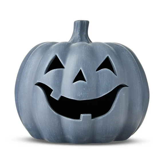 Clay Jack-o'-Lantern Tabletop Fall Halloween Decor, Gray, 9", by Way To Celebrate | Walmart (US)