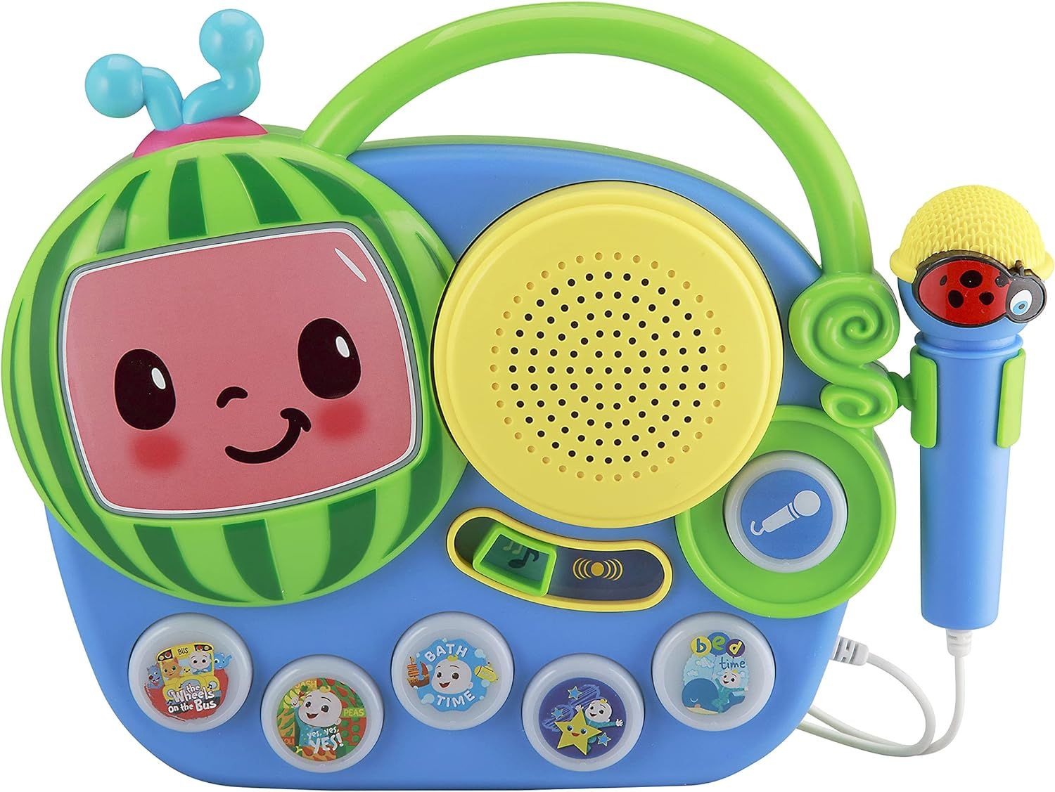 eKids Auxiliary Cocomelon Toy Singalong Boombox with Microphone for Toddlers, Built-in Music and ... | Amazon (US)