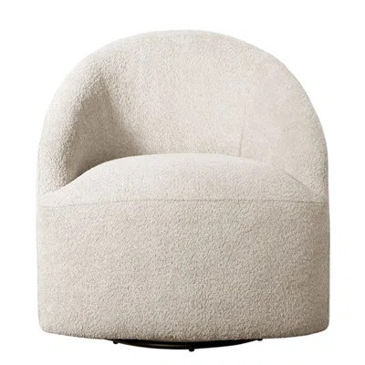 Cream Swivel Chair With 360 Degree Rotation, Sloped Arms And Attached Seat Upholstered In Cream, Transitional Style | Wayfair North America
