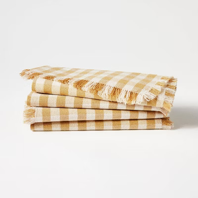 4pk Basket Tan Gingham Napkins - Threshold™ designed with Studio McGee: Cotton & Linen, Classic... | Target