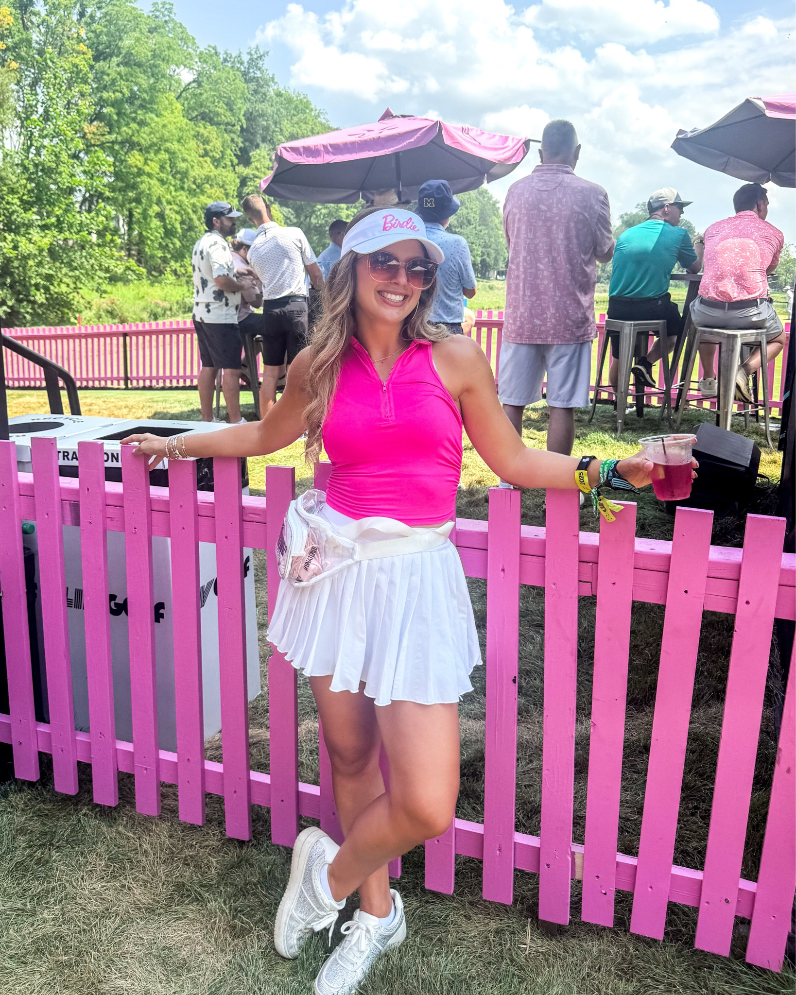 Golf course Barbie 💖✨ Had so much fun prancing around the LIV Golf Tournament in this hot pink, Barbie-inspired golf outfit 🎀

#LTKPetite #LTKFindsUnder50