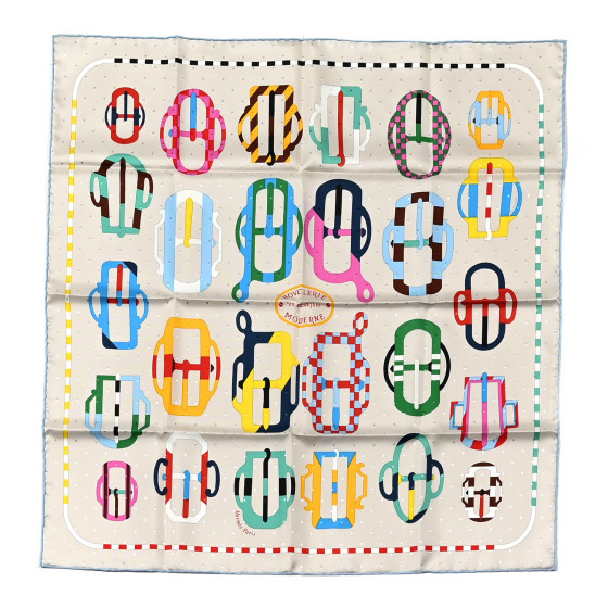 Silk Bouclerie Moderne Plumetis Scarf 70 Craie Bleu Rouge Rose | FASHIONPHILE (US)