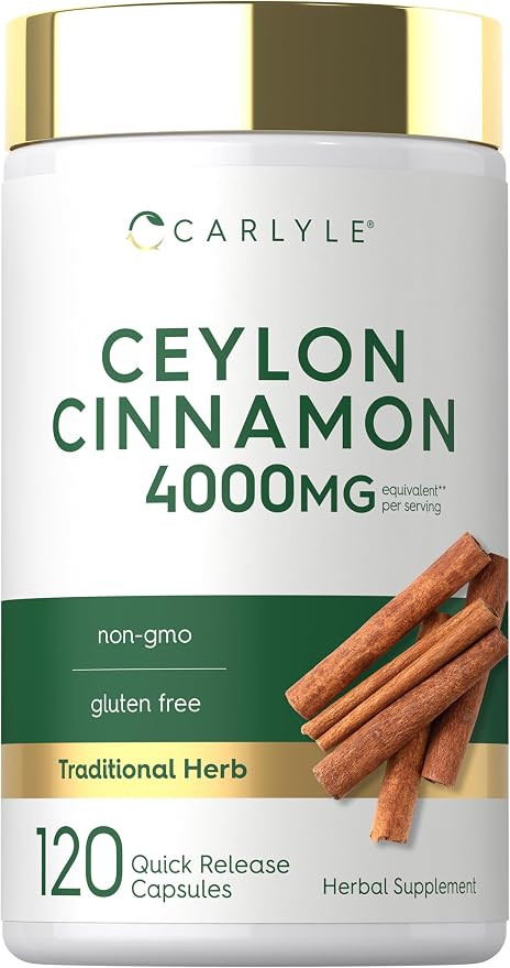 Carlyle Ceylon Cinnamon Capsules | 120 Count | Non-GMO & Gluten Free Supplement | Amazon (US)