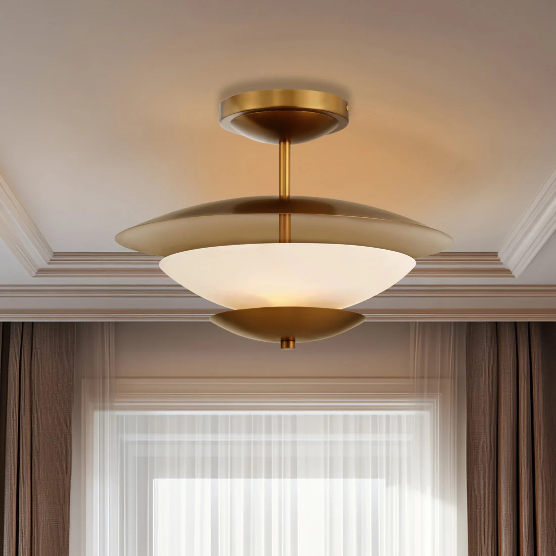 Minka Lavery Solara 18.13-in Legacy Brass Indoor 3 -Light Semi-flush Mount Light with Alabaster Glass one_size | 3943-732 | Lowe's