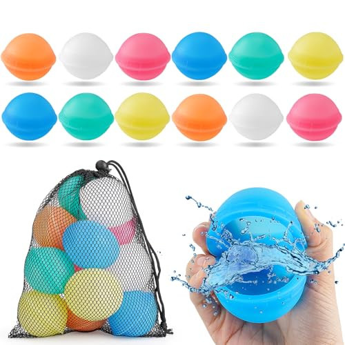 Reusable Water Balloons for Kids, 12Pcs Silicone Self-Sealing Refillable Water Balls Balloons, Summer Water Play Toys Splash Balls for Outdoor Games Backyard Lawn Beach Fun Games for Boys Girls | Amazon (US)