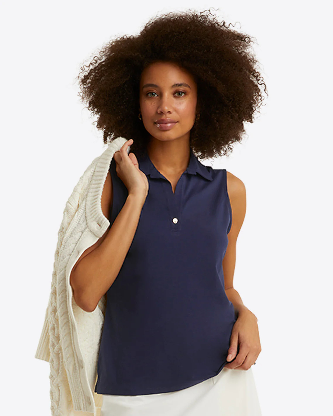 Sleeveless Sport Polo in Navy | Draper James (US)