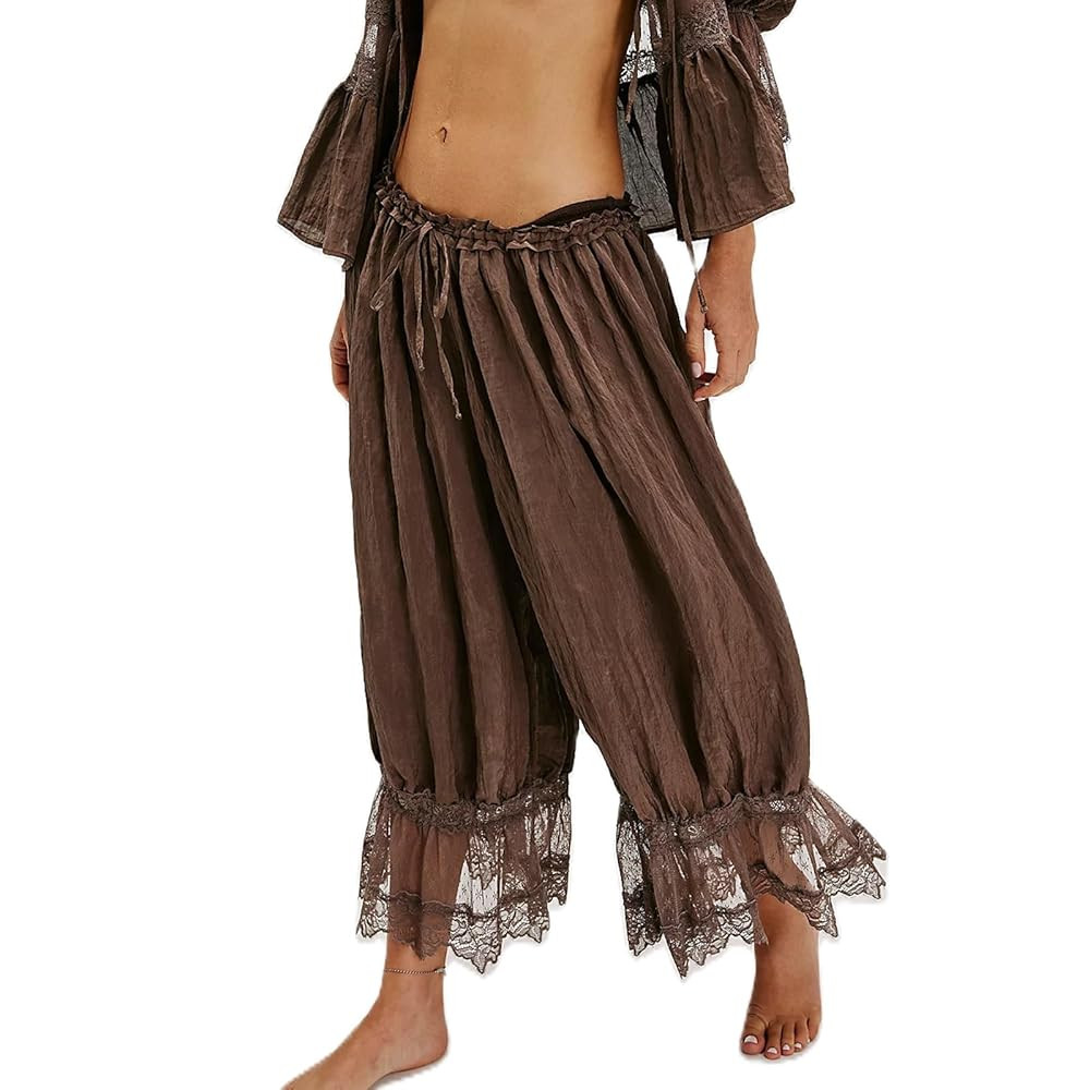 Women Long Bloomer Pants Lace Trim Victorian Pantaloons Capri Pants Lounge Pjs Pettipants Y2K Paj... | Amazon (US)