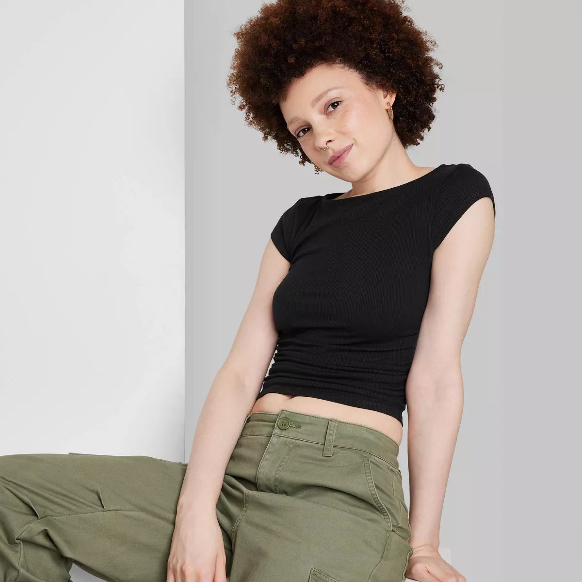 Women's Cap Sleeve Ruched Side Seam T-Shirt - Wild Fable™ Green XXS | Target