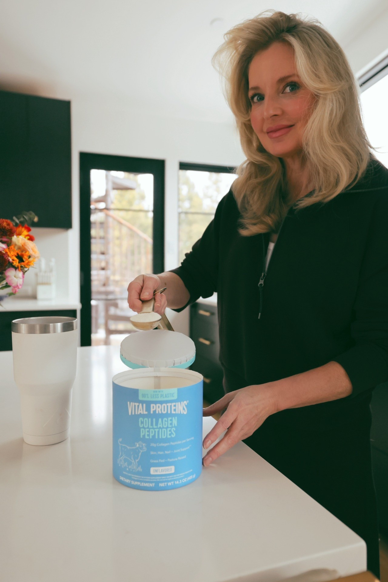 Collagen powder mixed with water is an absolute must-have for me. I stopped taking collagen for about 6 months as an experiment and noticed within a couple months that my hair was not the same. I also noticed that my eyebrows had thinned out. I was actually kinda shocked by that. Once I resumed my daily 4 tablespoons of Collagen proteins, within a couple of months, my brows and hair snapped back. Consistency is key here, so I would plan to use collagen every day. It’s also a sneaky way to add a little protein in which is also great during menopause.

#LTKOver40 #LTKFindsUnder50