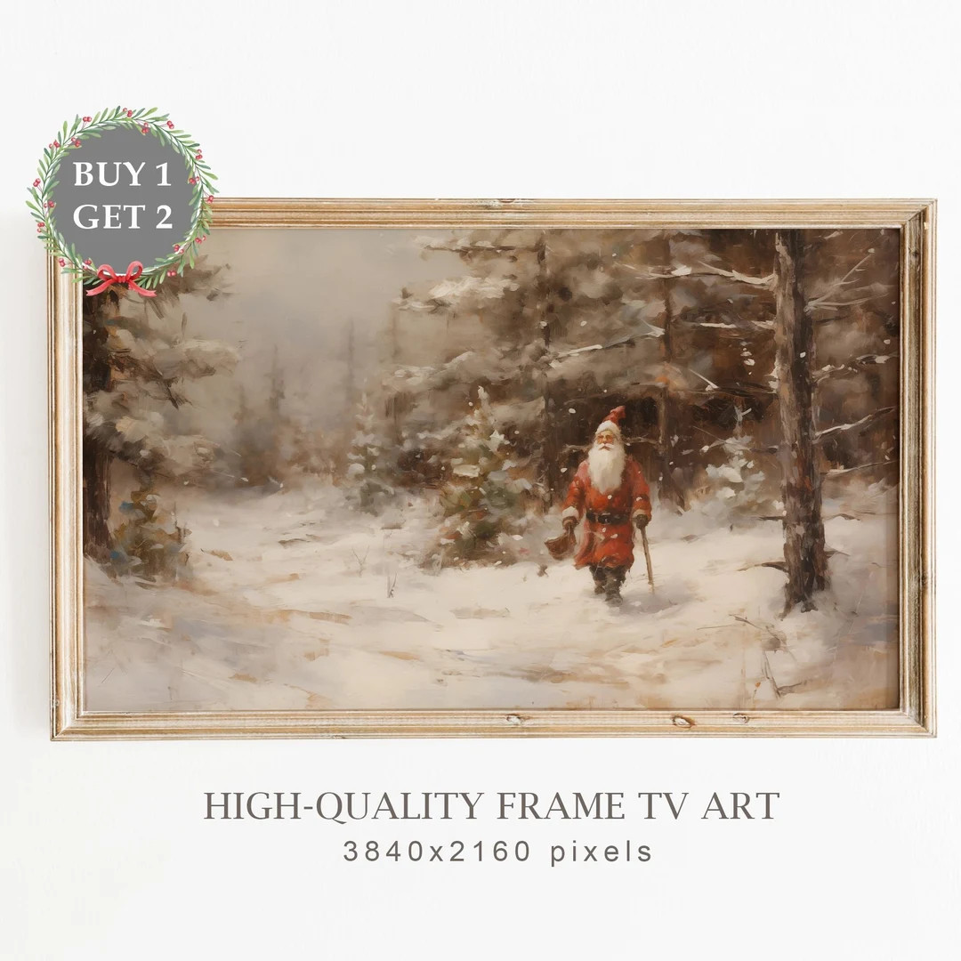 Vintage Christmas Samsung Frame TV Art Snowy Landscape With - Etsy | Etsy (US)