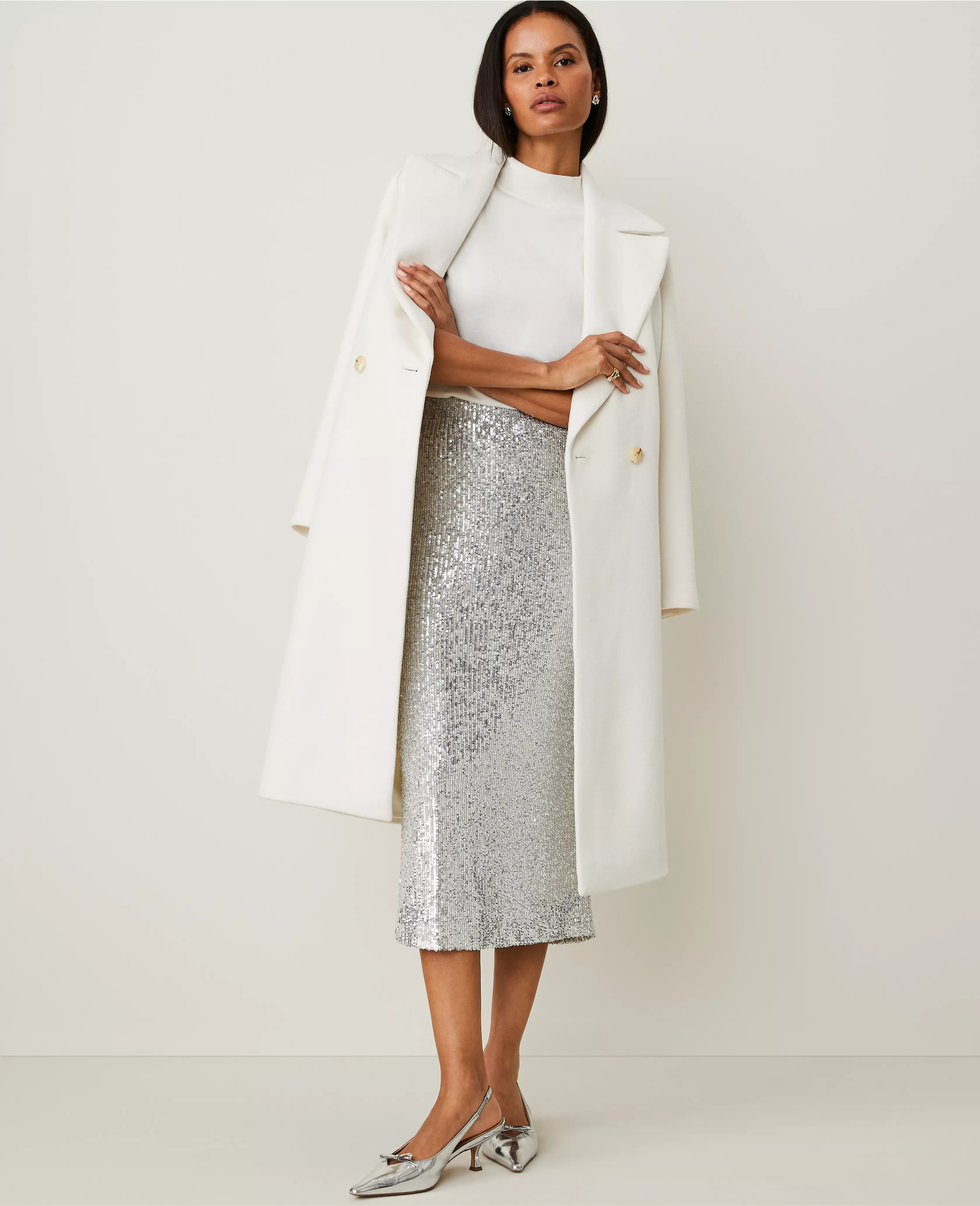 Sequin Column Midi Skirt | Ann Taylor (US)