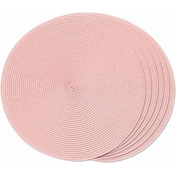 FunWheat Round Braided Placemats Set of 6 Place Mats for Dining Tables Woven Washable Non-Slip Ta... | Amazon (US)