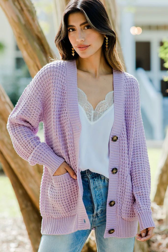 Always Here For You Lavender Purple Waffle Cardigan | The Mint Julep Boutique