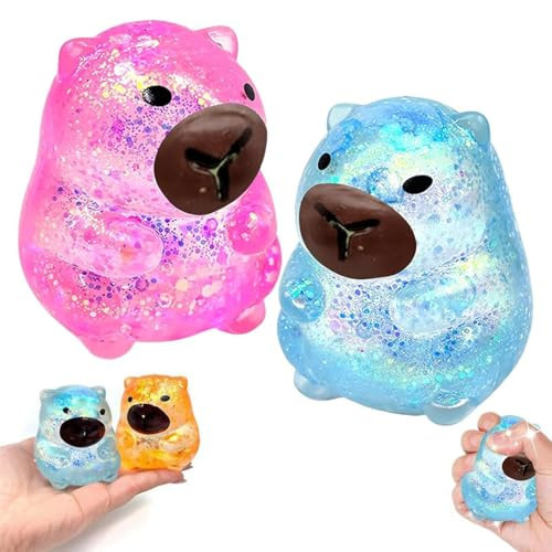 Capybara Squishy Glitter, Sparkly Capybara Squishy for Adults,Soft Squeeze Decompression Dough for Anxiety Relief Fidget, Kids Easter Basket Stuffers(Pink+Blue) | Amazon (US)
