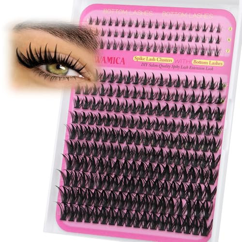 Manga Lash Clusters with Bottom Lashes DIY Spiky Lash Extensions Wispy Eyelash Clusters D Curl Individual Lashes 10-18mm with 5-7mm Bottom Lashes Clusters 260pcs Cluster Eyelash Extensions by Yawamica | Amazon (US)
