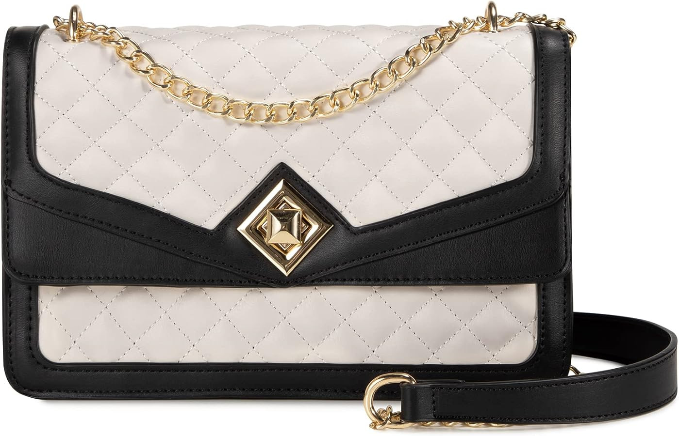 LOVEVOOK Crossbody Bags for Women Leather Quilted Shoulder Bag with Chain Strap Trendy Clutch Satchel Ladies Evening Bag | Amazon (US)