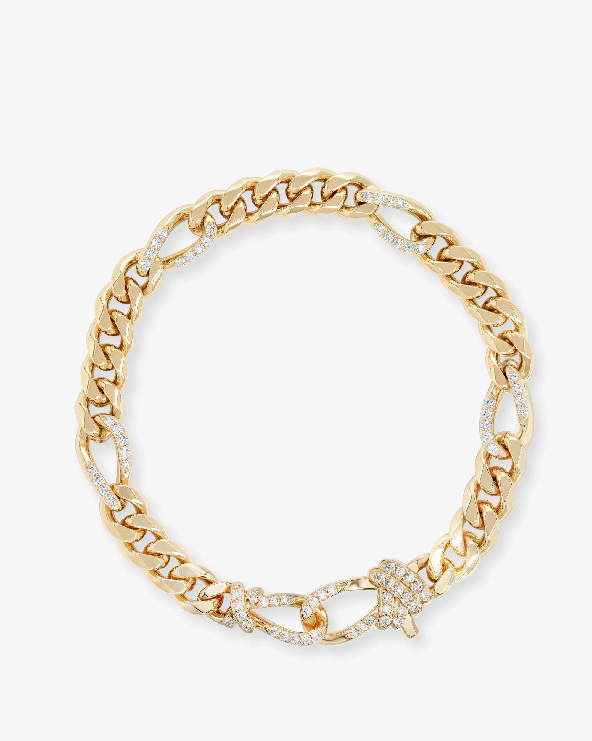 Knot Figaro Chain Bracelet - Gold|White Diamondettes | Melinda Maria Jewelry