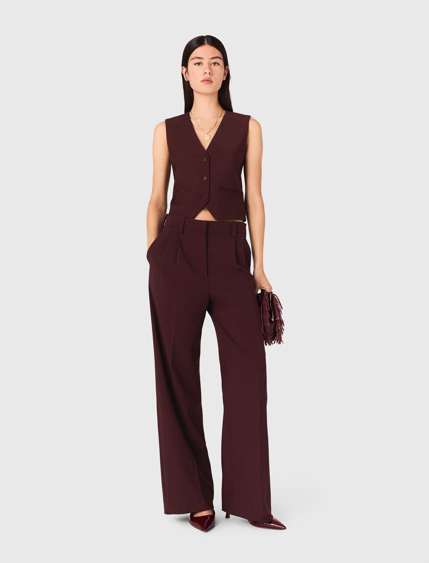 Tailored high-waisted suit trousers Red for Women | Maje | Maje US