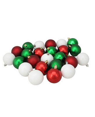 Red Green and White Christmas Ball Ornaments 2.5-Inch | Macy's